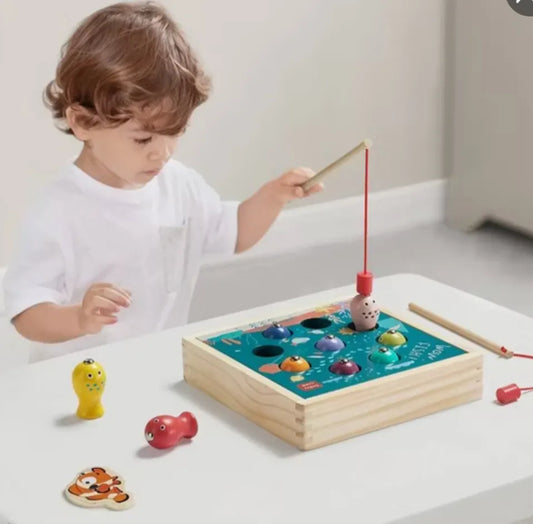 Juego De Pesca Magnetico de madera en caja