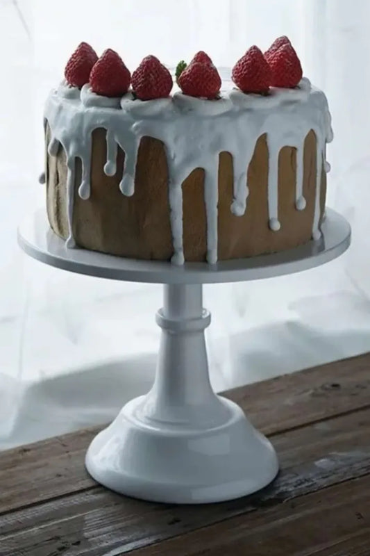 Posatorta Pie De Torta Blanco Redondo 21cm Metalico