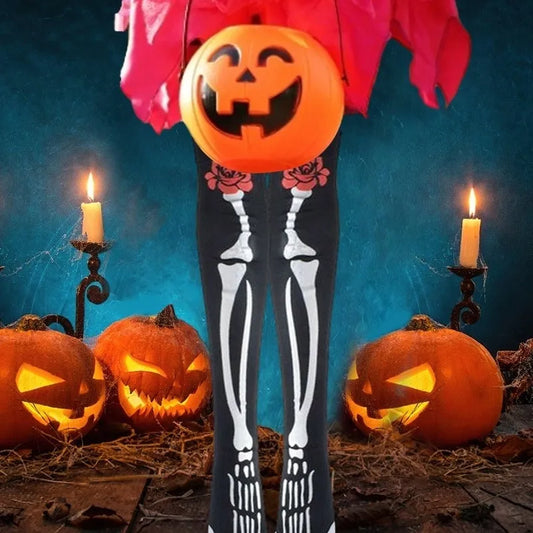 Medias Estilo Bucaneras Esqueleto Con Rosa Adulto