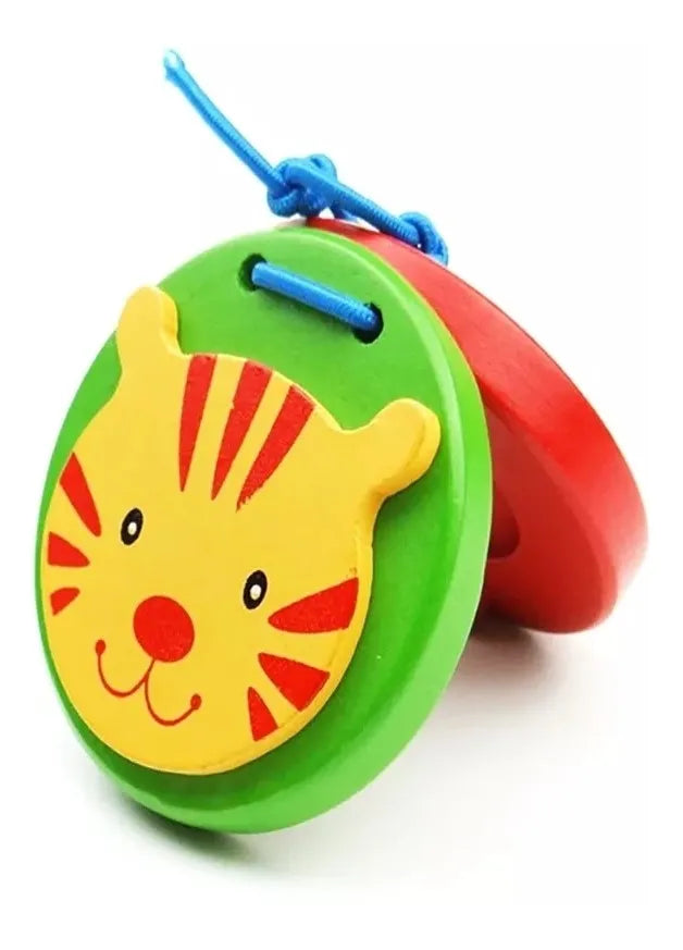 Castañuela Infantil en Madera Animales Montessori pack X2