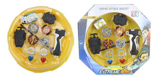 Set beyblade 4 trompos con arena Grande
