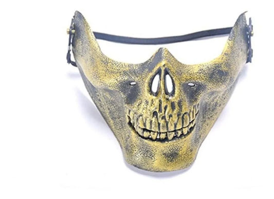 Mascara Media Calavera Oro Plata Halloween Disfraz