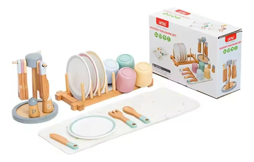 Set De Vajilla En Madera Montessori 27pcs