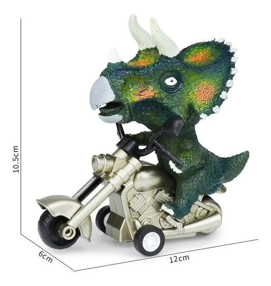 Dinosaurio En Moto A Fricción Dos Modelos 13 Cm