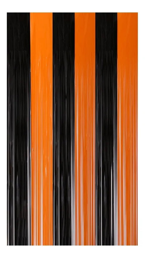 Cortina De Halloween, Naranja Y Negra Metálica 2 Metros,