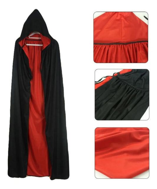 Capa Con Capucha Drácula Demonio 140cm