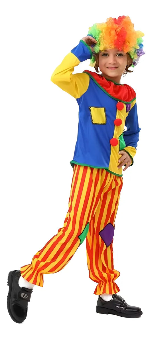 Disfraz Payaso Infantil Con Buzo Pantalón Y Nariz