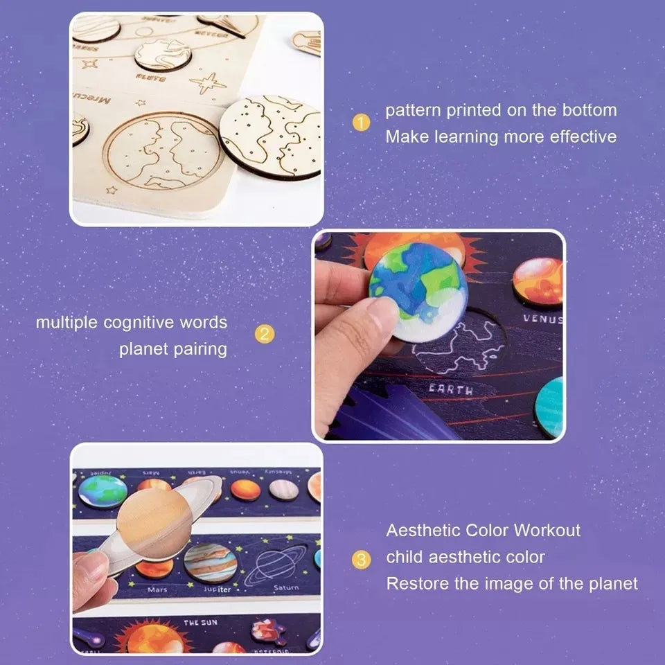 Puzzle En Madera Sistema Solar Planetas Montessori