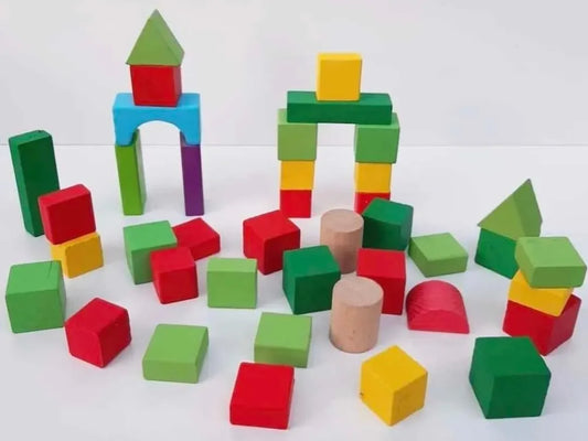 Bloques En Madera 40 Piezas Didácticos Coloridos