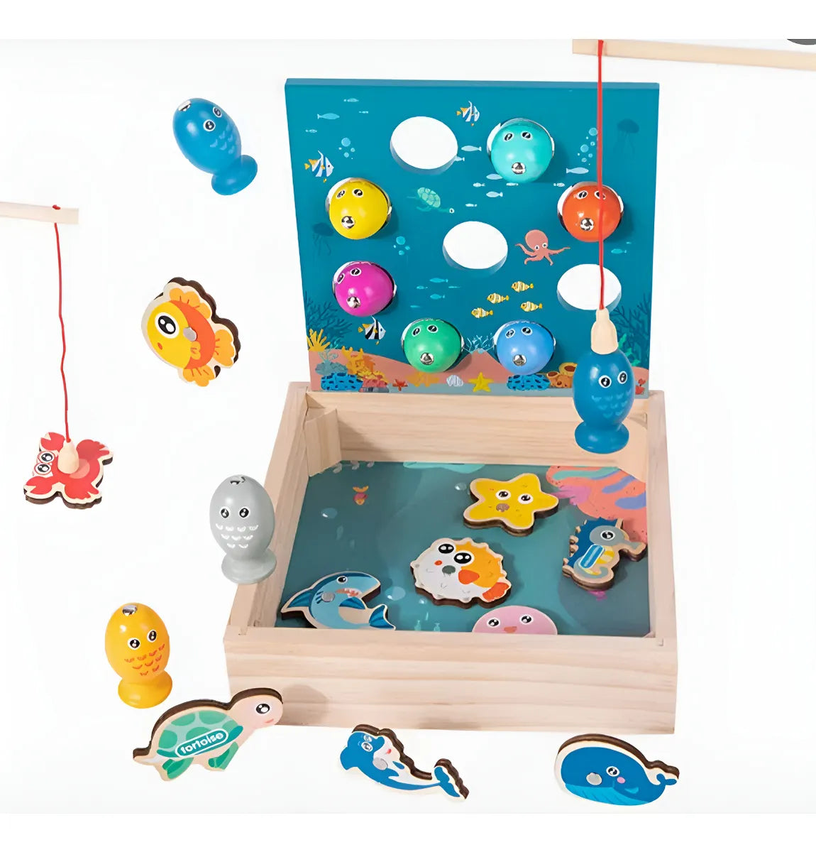 Juego De Pesca Magnetico de madera en caja