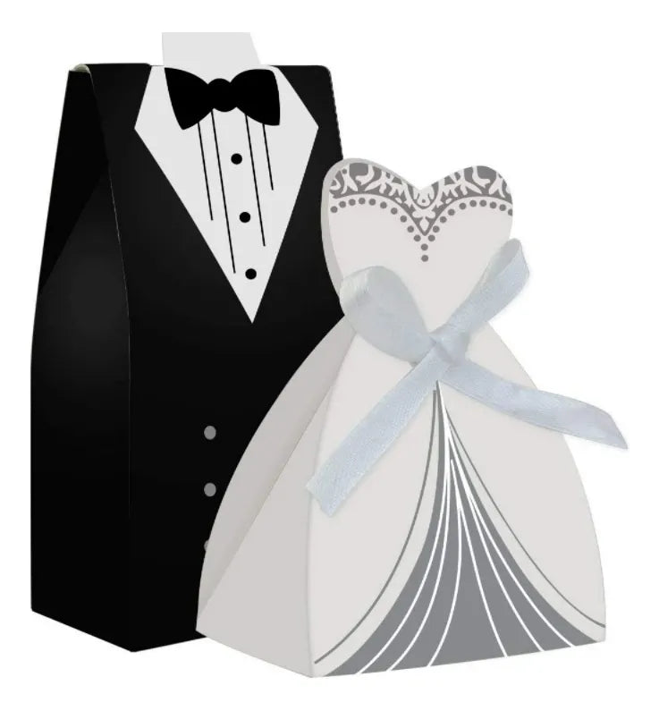 souvenir Caja Casamiento Traje o Vestido Pack X12