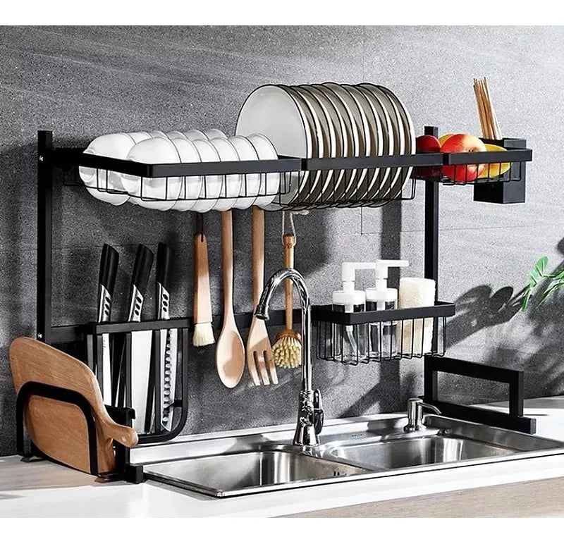 Escurridor De Platos Grande 85cm Negro Metal Pileta