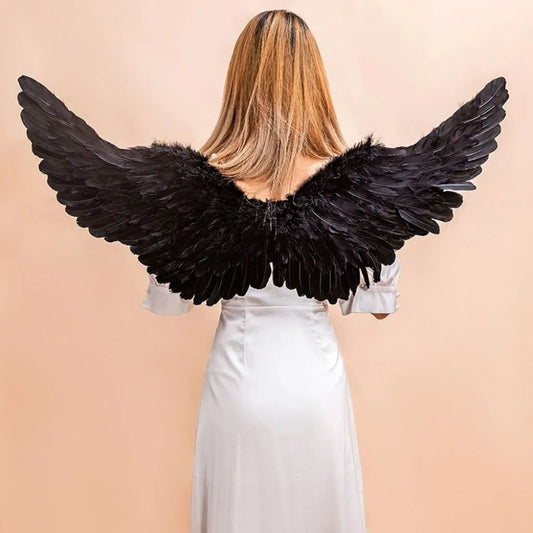 Alas De Angel Negro Halloween Cosplay Disfraz