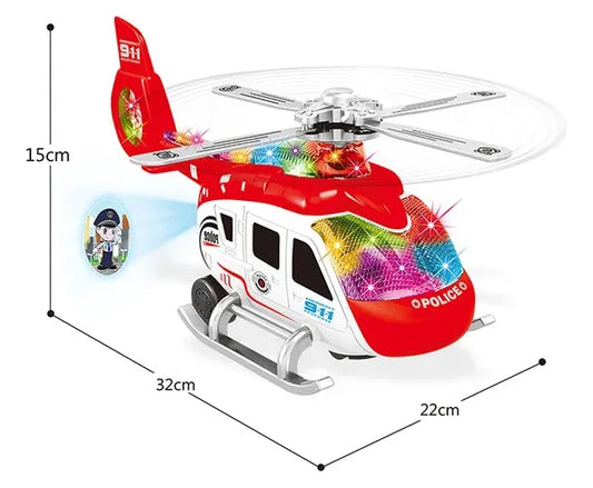 Helicóptero De Policía Con Luz Sonido Y Movimiento