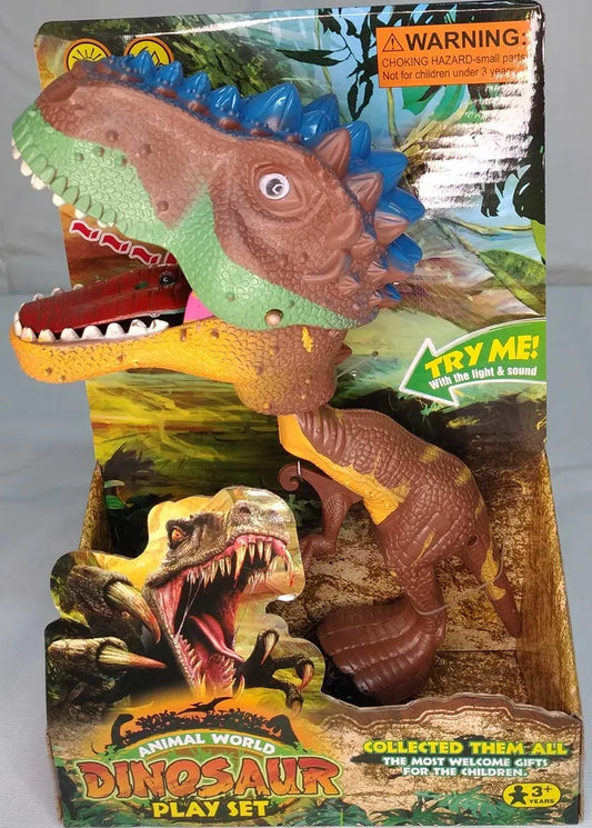 Muñeco Dinosaurio Mordelon 25cm Con Luz Y Sonido