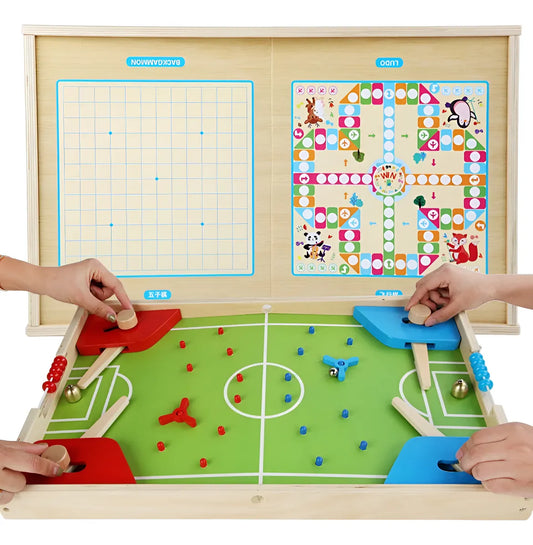 Juego De Mesa 3 En 1 Fútbol Ludo En Madera 56x35cm