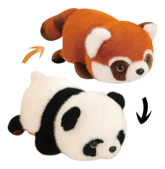 Peluche Magico 2 En 1 Panda Y Panda Rojo Reversible
