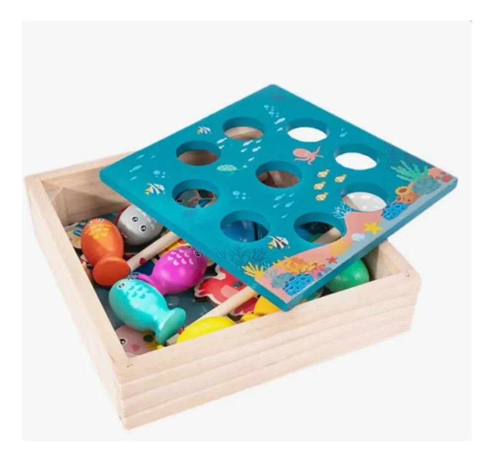 Juego De Pesca Magnetico de madera en caja