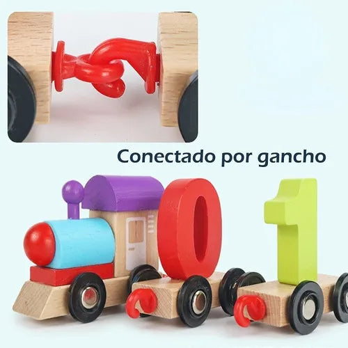 Tren Con Números De Madera Juguete Didáctico Montessori