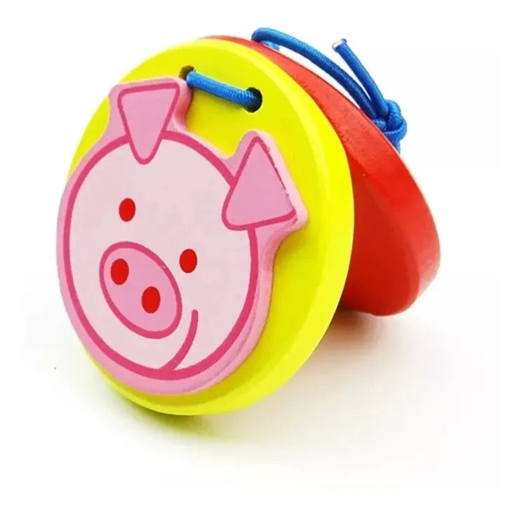Castañuela Infantil en Madera Animales Montessori pack X2