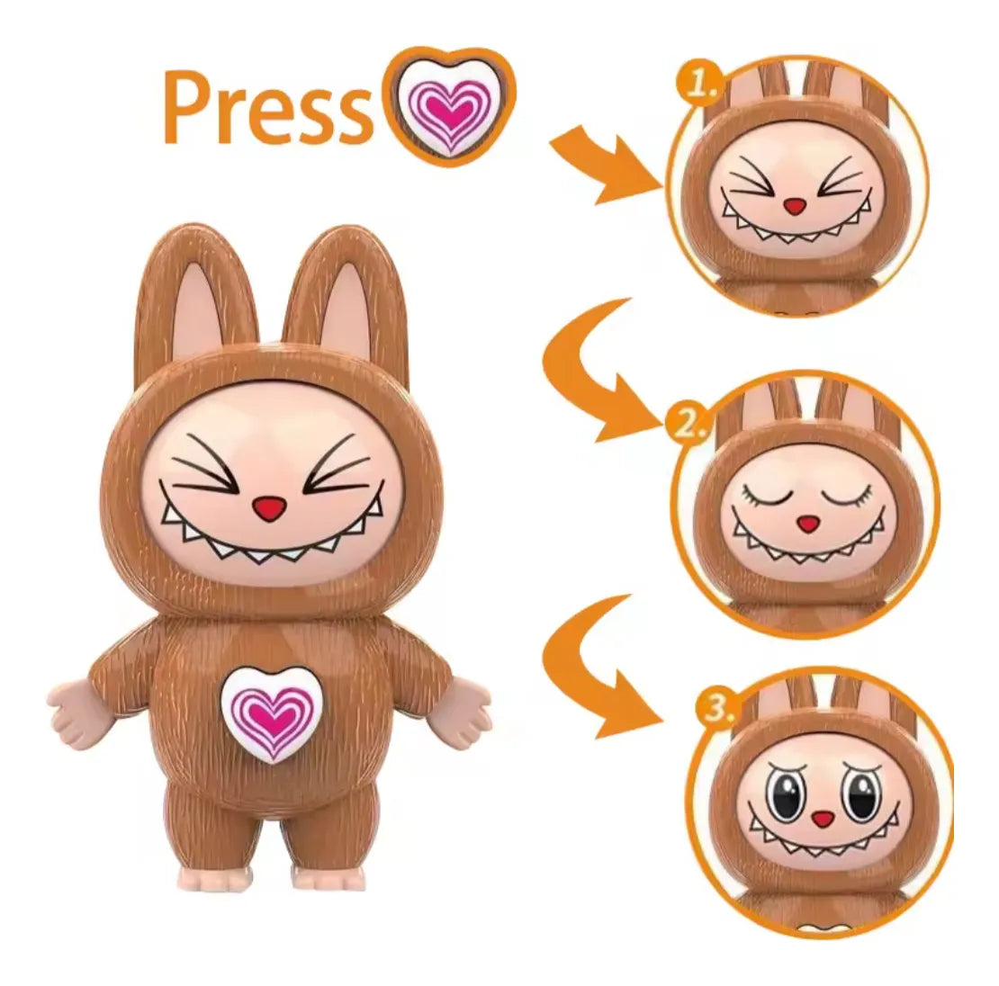 Llavero Muñeco Labubu 10cm Gira Gira 3 Caras