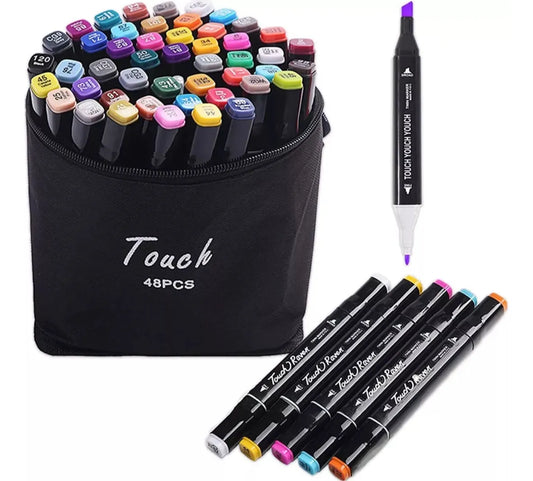 48 Marcadores doble punta Fina y gruesa en estuche