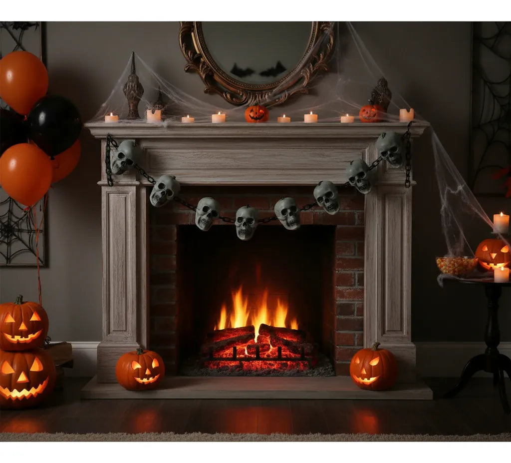 Decoración Halloween Cadena De Calaveras 5pc 110cm