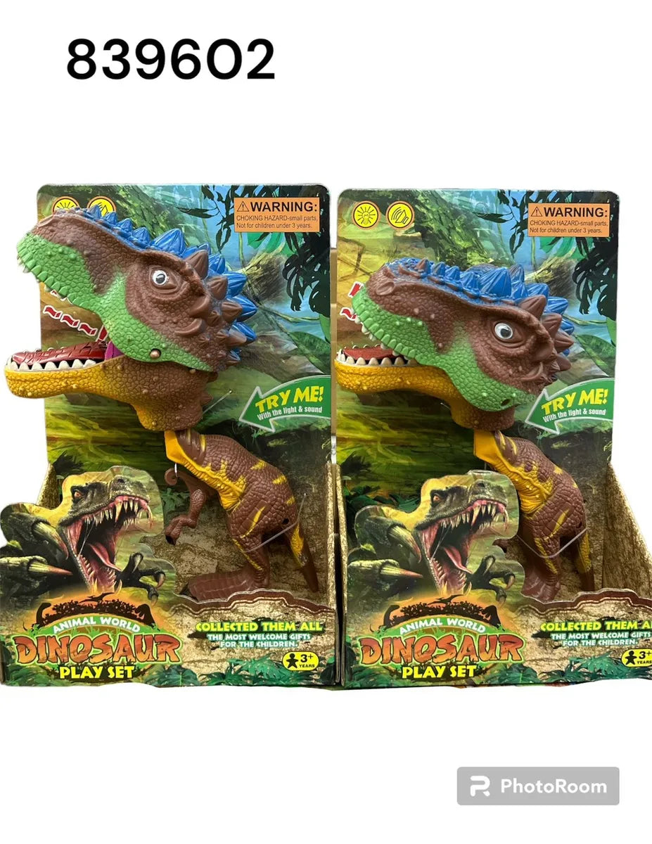Muñeco Dinosaurio Mordelon 25cm Con Luz Y Sonido