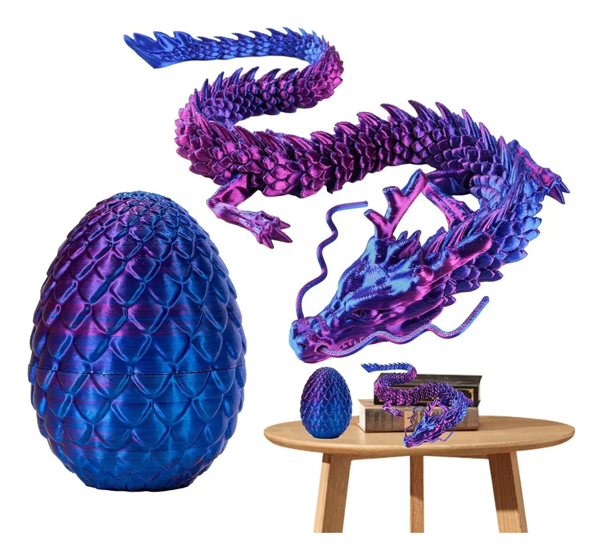 Huevo De Dragon Con Dragón Articulado Colores 22cm