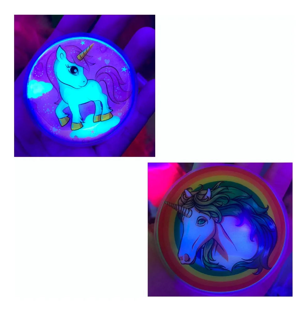 Adhesivos Neon Unicornio Pack X2 Fiesta Cotillón