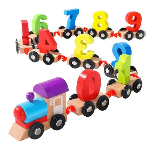 Tren Con Números De Madera Juguete Didáctico Montessori