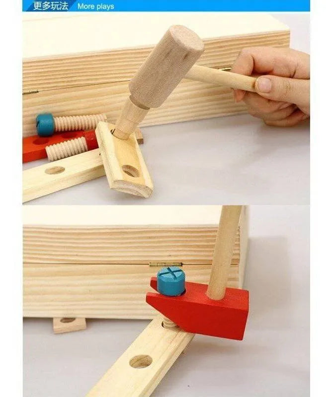 Valija Caja Herramientas Madera Montessori 34 Pcs