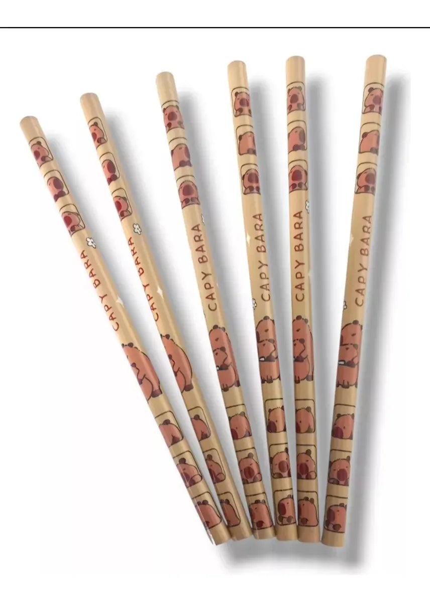 Set Escolar Capibara 6 Lápices Y Regla