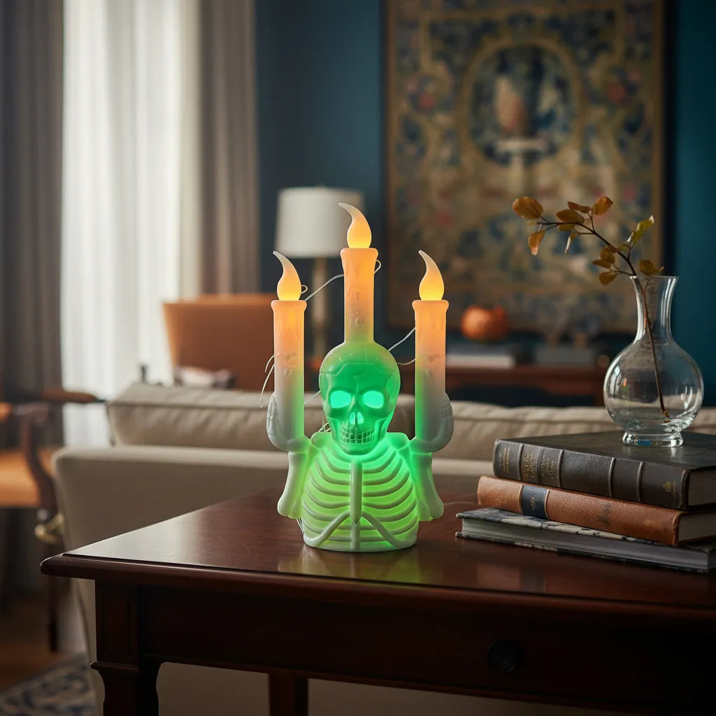 Candelabro Led Calavera 13cm Decoracion Halloween