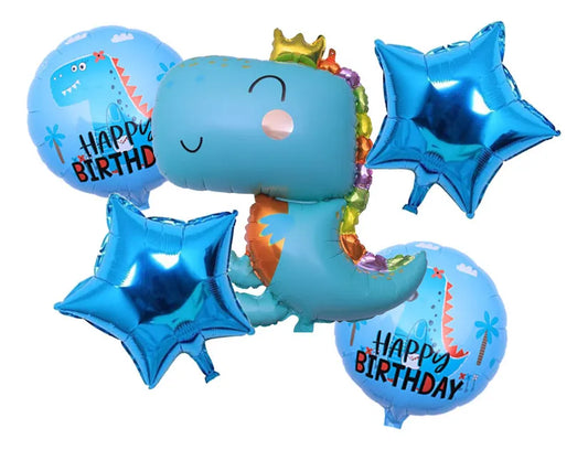 Set De Globos De Dinosaurio 5 Piezas metalizados