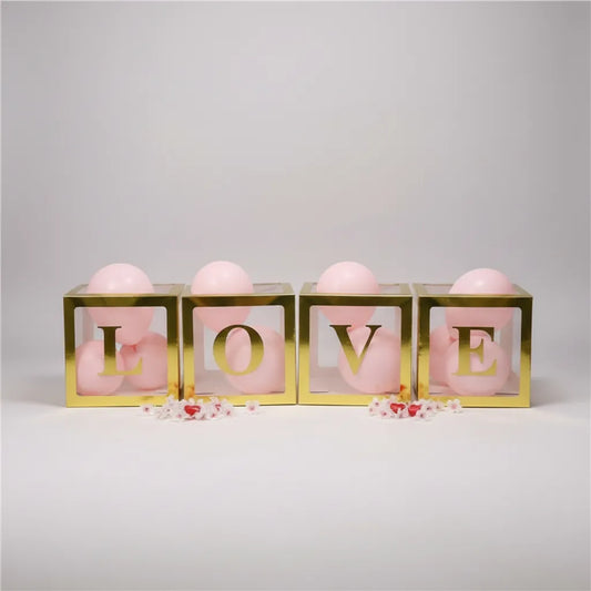 Cajas Decorativas Dorada Letras Love X4 Baby Shower