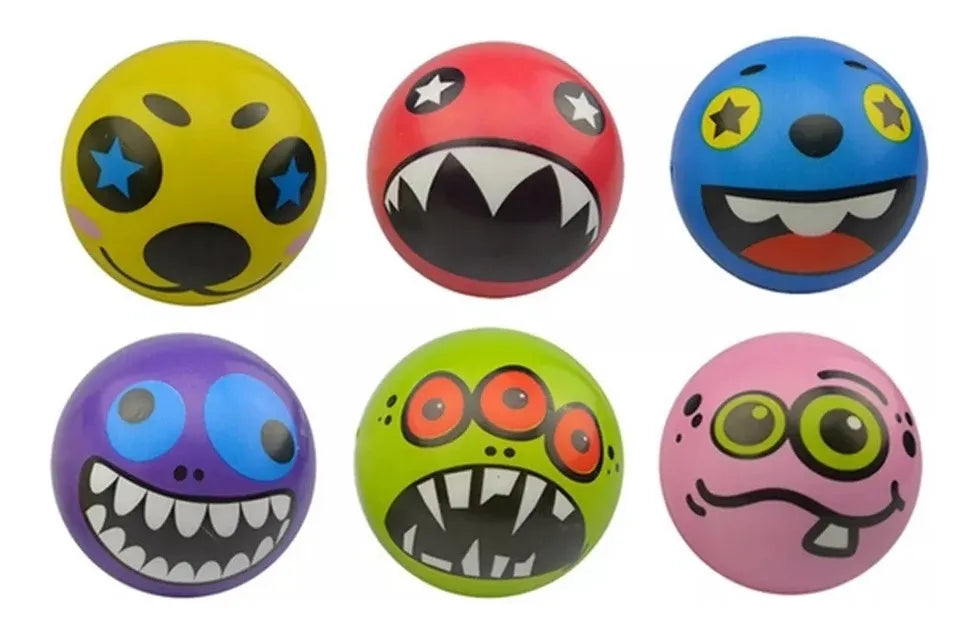 Pelota Goma Antiestres Monstruos Pack X12 6 Cm