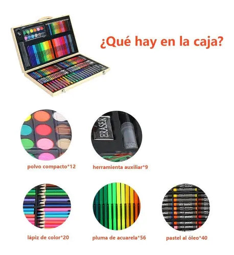 Valija Set Artístico 180pcs Lápices Crayones Pincel