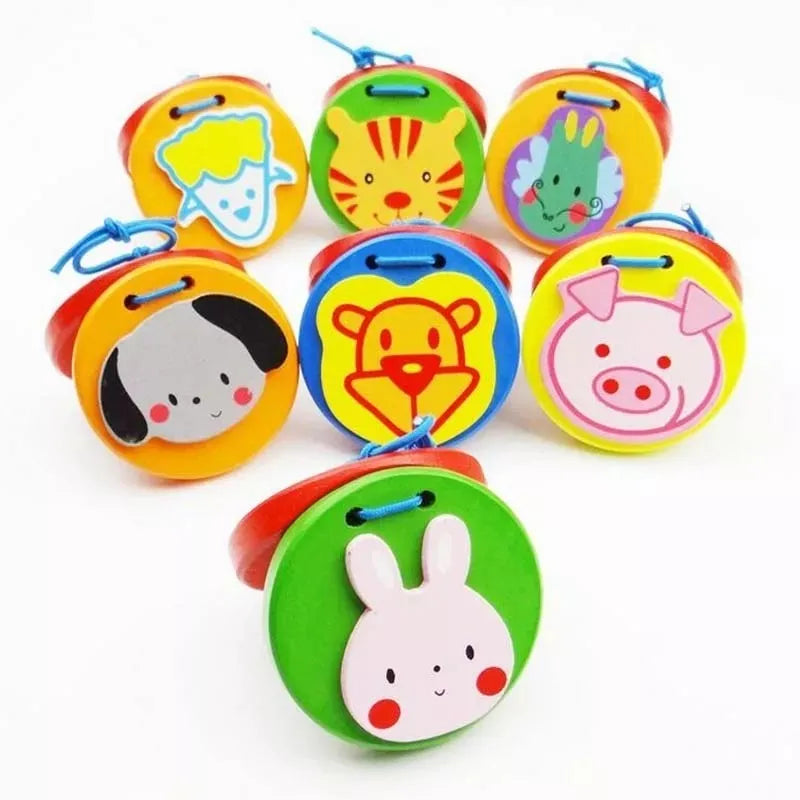 Castañuela Infantil en Madera Animales Montessori pack X2
