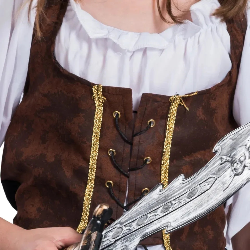 Disfraz Infantil Niña Pirata Vestido Corset Vincha