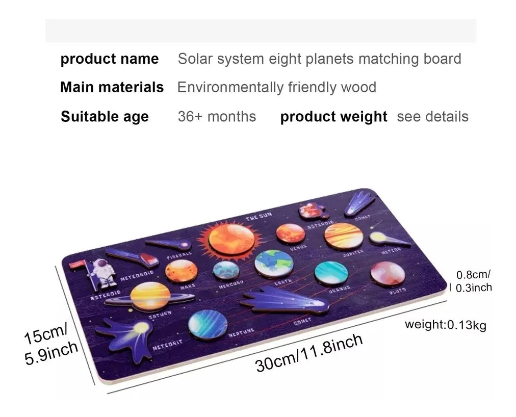 Puzzle En Madera Sistema Solar Planetas Montessori
