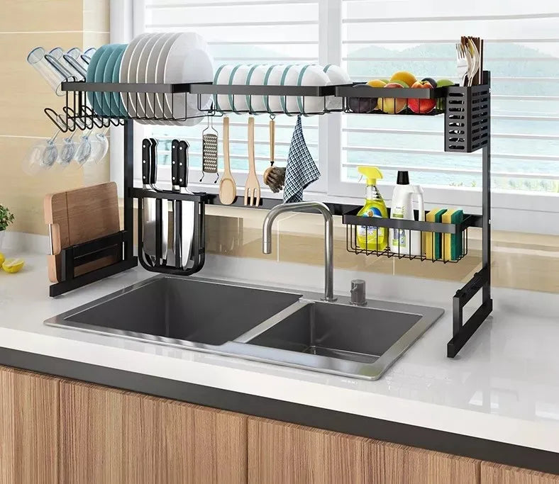Escurridor De Platos Grande 85cm Negro Metal Pileta