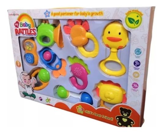 Sonajeros De Bebé Set X9 Mordillo Coloridos