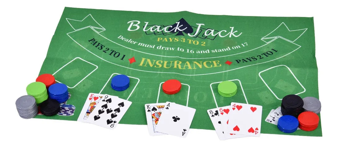 Set 2 En 1 Poker Y Blackjack Con Cartas Y Fichas