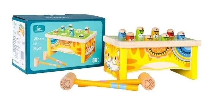 Juego De Descarga topo En Madera Con Dos Martillos