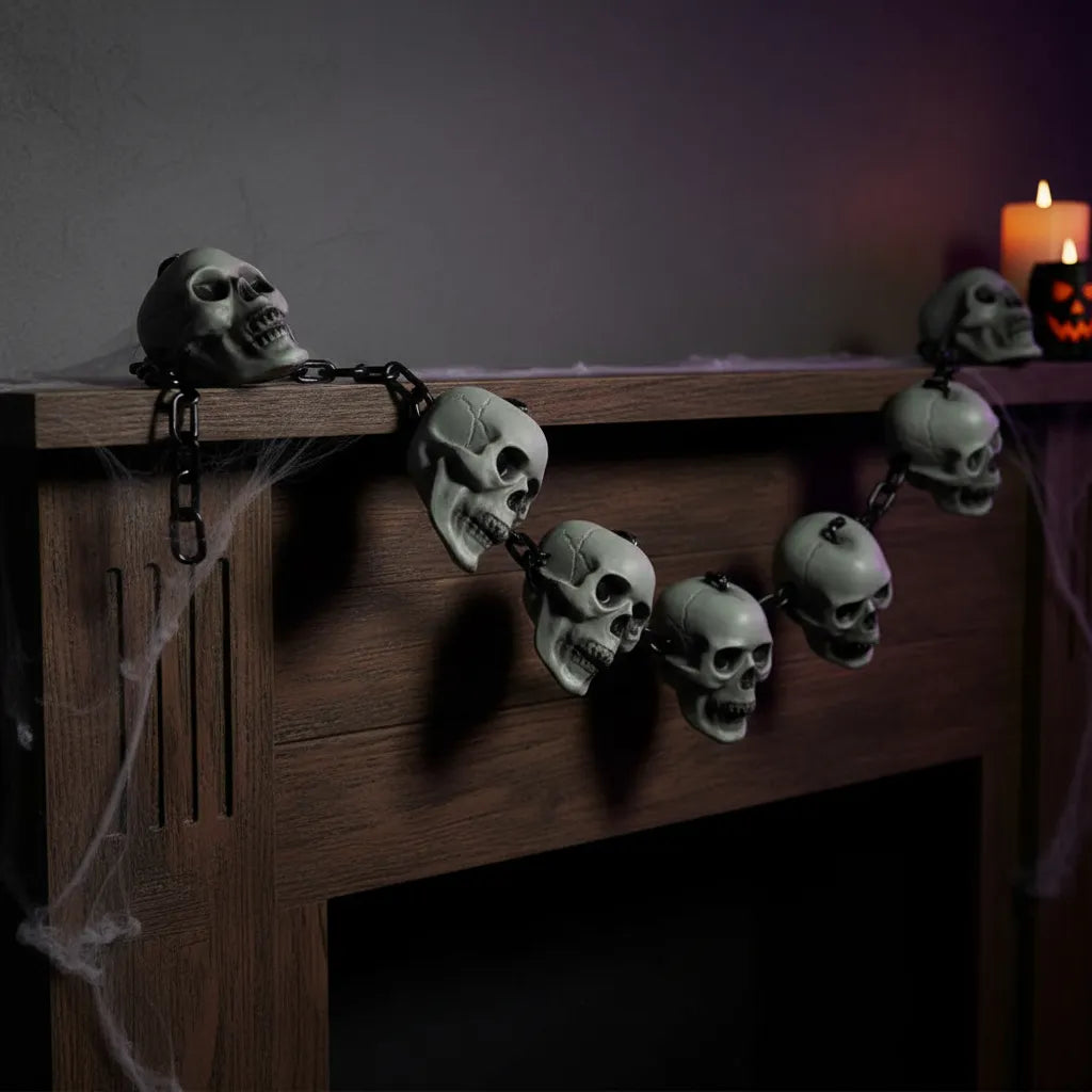 Decoración Halloween Cadena De Calaveras 5pc 110cm