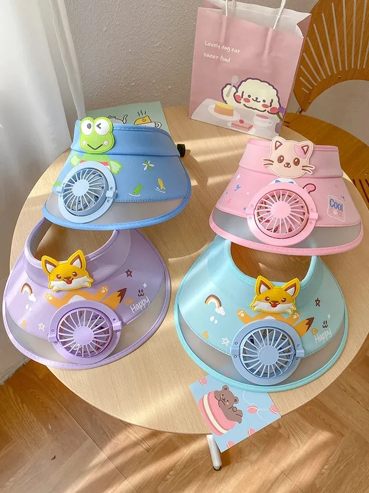 Gorro Visera Infantil Con Ventilador Usb Ajustable