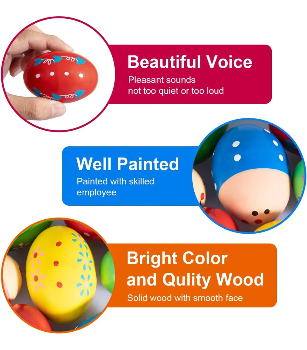 Maracas En Forma De Huevos De Madera Set X3