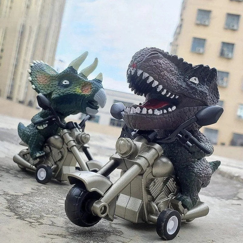 Dinosaurio En Moto A Fricción Dos Modelos 13 Cm