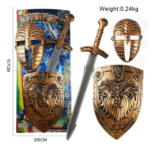 Set Gladiador 3 Pcs Mascara Escudo Espada Cosplay